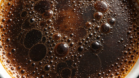 Coffee with bubbles close up. Abstract background. Macro.の写真素材