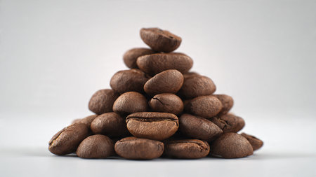 Coffee beans on a white background. Close-up.の写真素材
