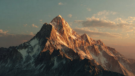Panoramic view of the Himalaya mountains at sunset, Nepalの写真素材