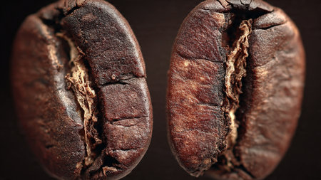 Coffee beans on a dark background. Close-up.