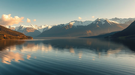 Panoramic view of Lake Wakatipu, Queenstown, New Zealandの写真素材