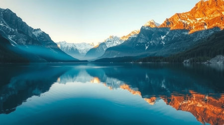 Panorama of Lake Louise in Banff National Park, Alberta, Canadaの写真素材