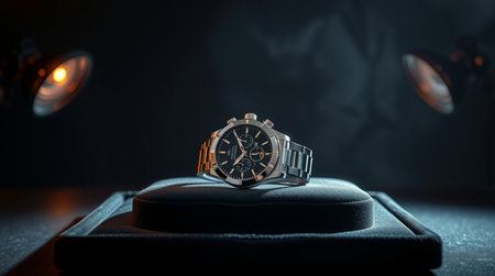 Wristwatch on a dark background. 3D Rendering.の写真素材