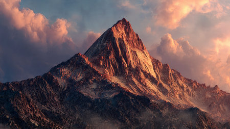 Panorama of Himalayas mountain range at sunset, Pokhara, Nepalの写真素材