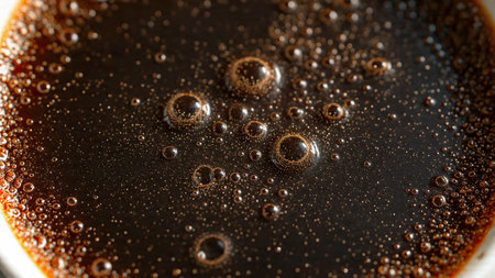 Coffee in a cup close-up macro photography, abstract backgroundの写真素材