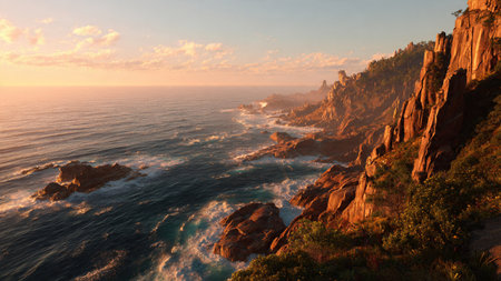 Panoramic view of the Pacific Ocean at sunset