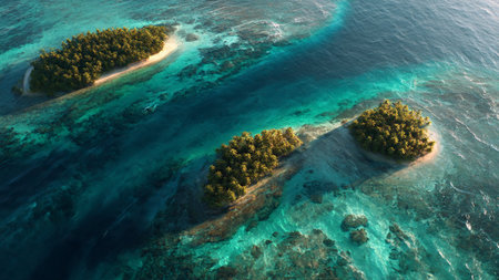 Aerial view of a small island in the Indian Ocean, Maldives