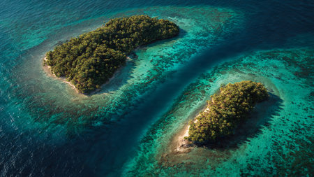 Aerial view of a small island in the Indian Ocean, Maldives