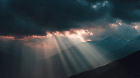 Sunset in Himalayas, Nepal, Annapurna Circuitの写真素材