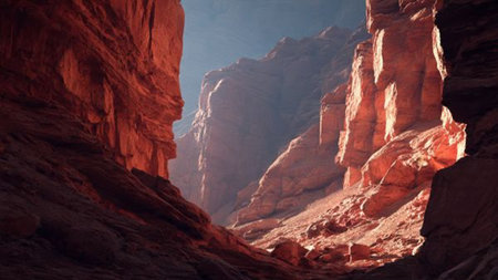 Beautiful red rocks in Jordan. 3D rendering.