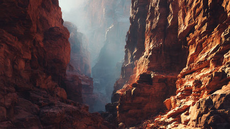 Foggy morning in the Grand Canyon National Park, Arizona, USAの写真素材