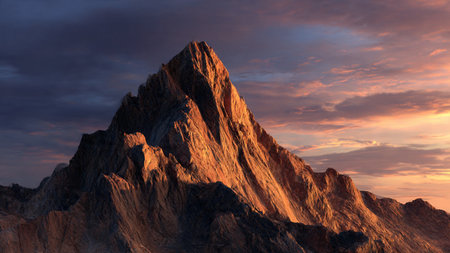Fantastic sunset in the mountains.3d render illustration.