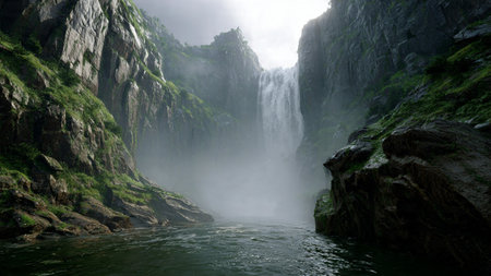 waterfall in the mountains, photo as a background, digital image