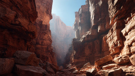 View of the Siq canyon in Wadi Rum desert, Jordan