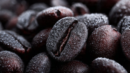 Coffee beans on a dark background. Close-up.の写真素材