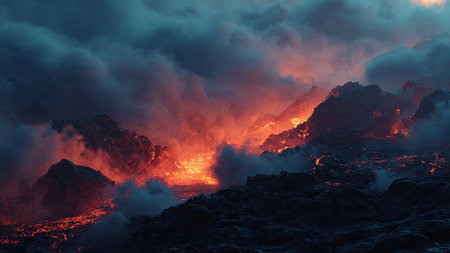 Volcanic eruption in the crater of Mount Etna, Sicily, Italyの写真素材