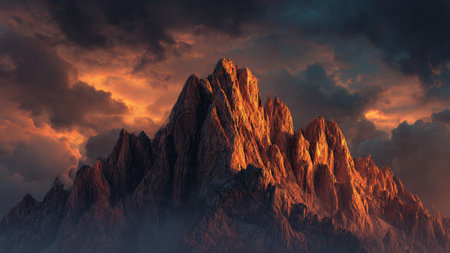 Fantasy landscape with mountains and clouds. 3d illustration for your designの写真素材