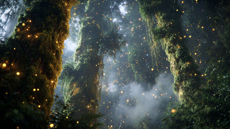 Mossy trees in the rainforest of Madeira island, Portugal