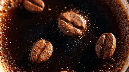 Coffee beans on a black background. Coffee beans close-up.の写真素材