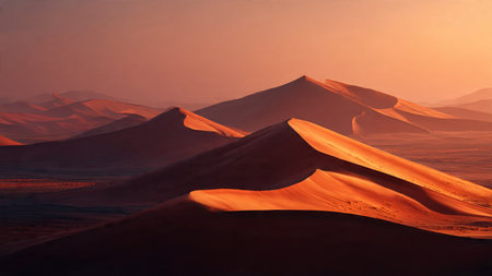 Sand dunes at sunset in the Namib Desert, Namibiaの写真素材