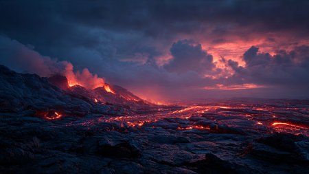 Volcanic eruption at dawn.の写真素材