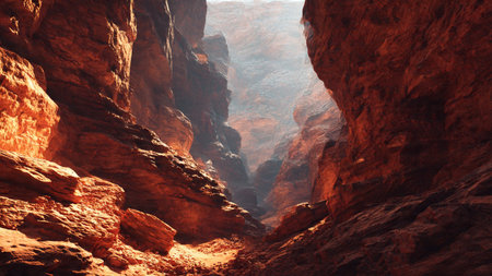 Beautiful view of the Siq canyon in Petra, Jordan.