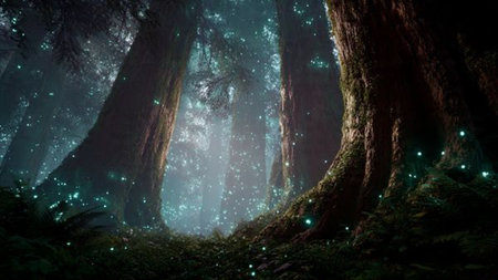 Redwood forest in California, United States. 3D rendering.