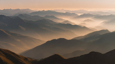 Sunrise in the mountains. Sunrise in the mountains. Mountain landscape.の写真素材