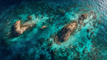 Aerial view of the rocks in the sea. Tropical landscape.の写真素材