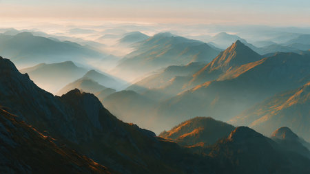 Beautiful mountain landscape in the morning light. Caucasus, Russia.の写真素材