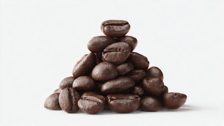 Coffee beans on a white background. 3d illustration.の写真素材