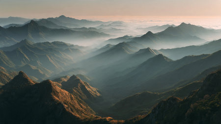 Sunrise over the mountains.の写真素材