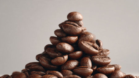 Coffee beans on a light background. Close-up.の写真素材