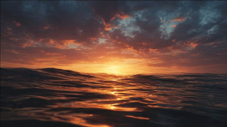 beautiful sunset in the sea. 3d render, 3d illustration