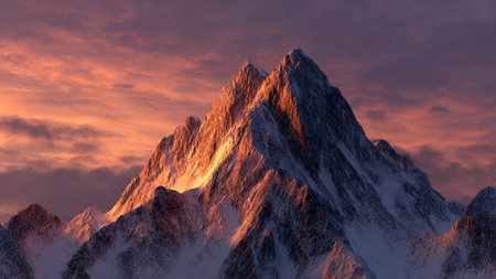 3D CG rendering of High mountain peak. 3D illustration.