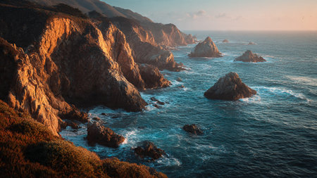 Cabo da Roca at sunset, Cabo da Roca, Portugalの写真素材