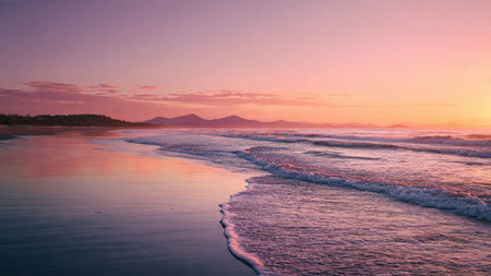 Beautiful sunset on the beach in Costa Rica, Central America.の写真素材