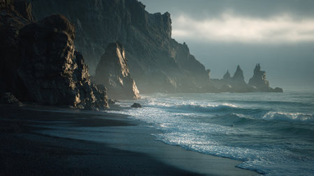 Beautiful seascape of Reynisfjara beach, Iceland