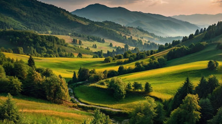beautiful summer landscape in the Carpathian mountains. Ukraine, Europeの写真素材