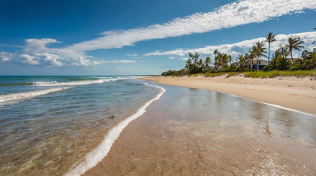 Panorama of a tropical beach in Costa Rica, Central America.の写真素材