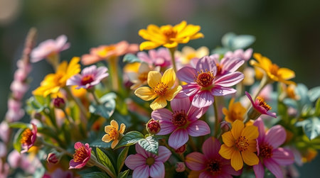 Colorful spring flowers in the garden. Selective focus. nature.