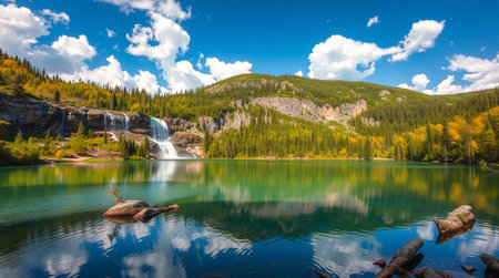 Waterfall in Yoho National Park, Canadian Rockies, Alberta, Canada