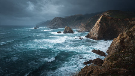 Stormy sky over the Pacific Ocean in California, United States.