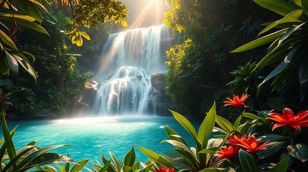 Beautiful waterfall in the tropical forest.Tropical landscape.