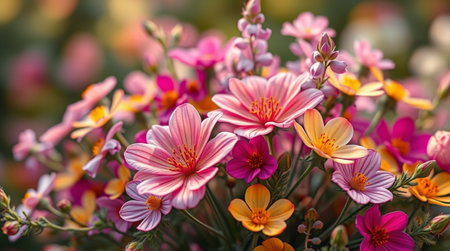 Colorful flowers in the garden with soft focus, nature background.