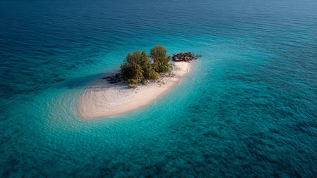 Aerial view of a small island in the Indian Ocean Maldives