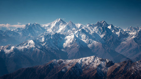 Mountains in Himalayas, Annapurna Conservation Area, Nepalの写真素材