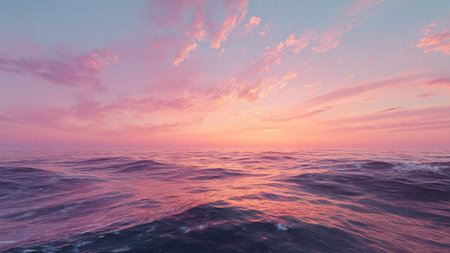 Sunset with reflective clouds.