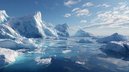 Icebergs in the ocean.