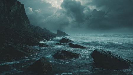 Sunlight peeks through the upper leaves, brightening the scene.の写真素材